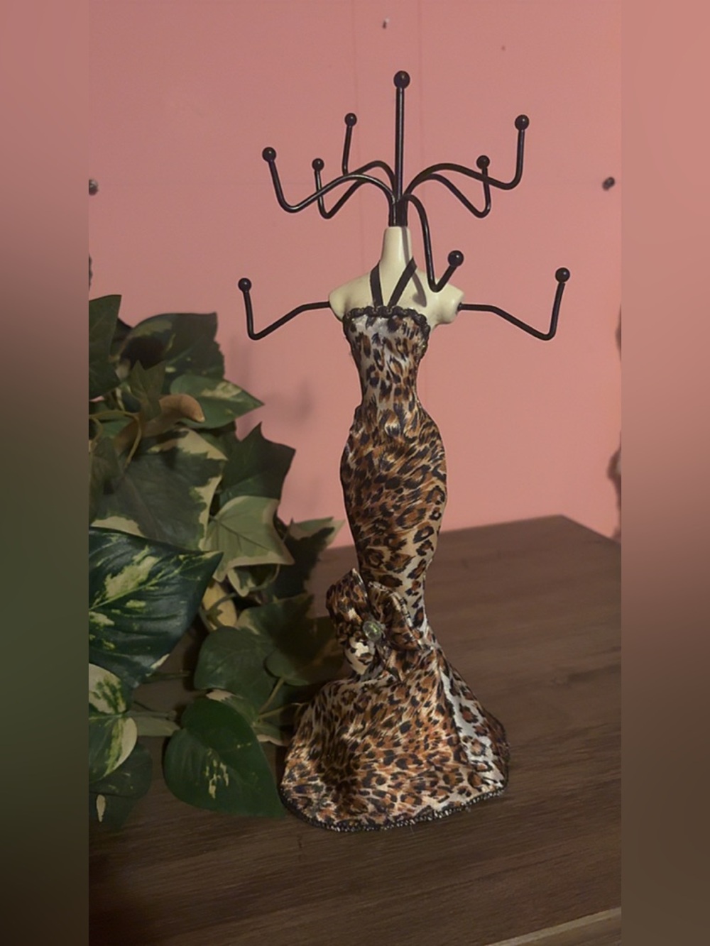 Leopard Dress Jewelry Organizer Stand – Mannequin Holder w/ Hooks